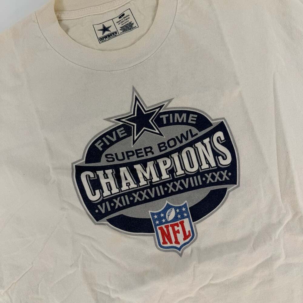0740 Large Vintage Cowboys Five-Time Super Bowl Champions Graphic T-Shirt